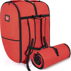 Weliday padded car seat travel bag for Doona in red protects during air travel.