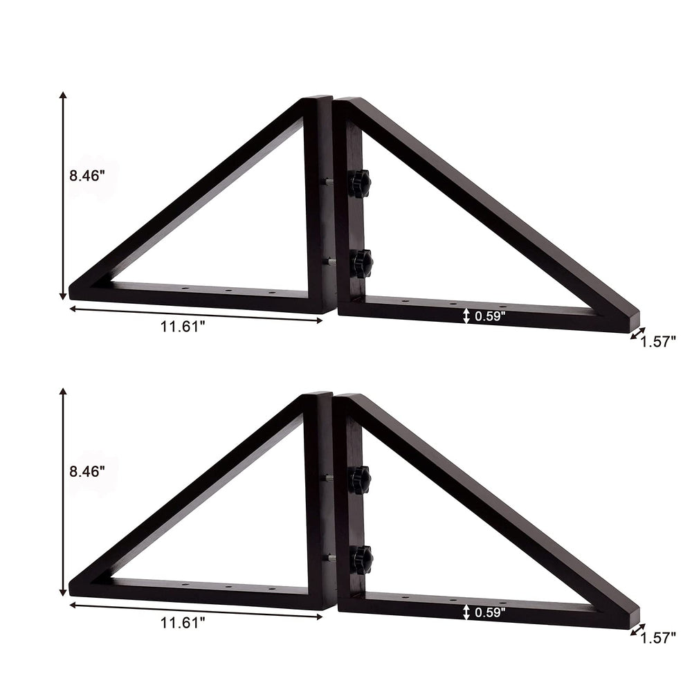 WELLAND Triangle Support Feet dimensions referenced for fit on gate frames.