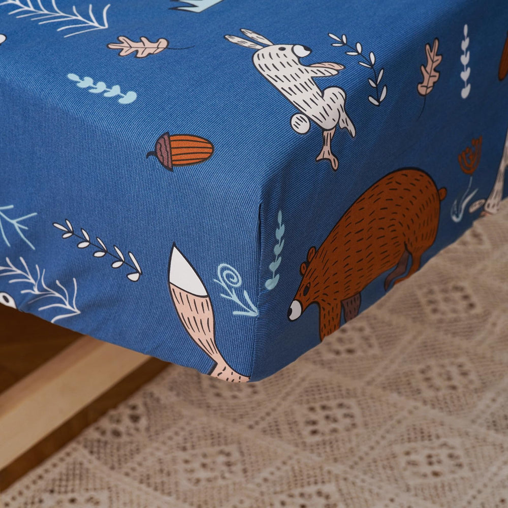 Wellboo blue bear bedroom scene showing cozy bed setup and playful decor.