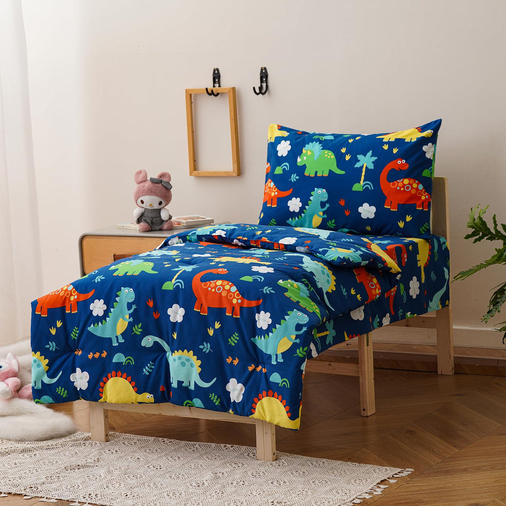 Wellboo dinosaur green flat sheet offers breathable, lightweight comfort.
