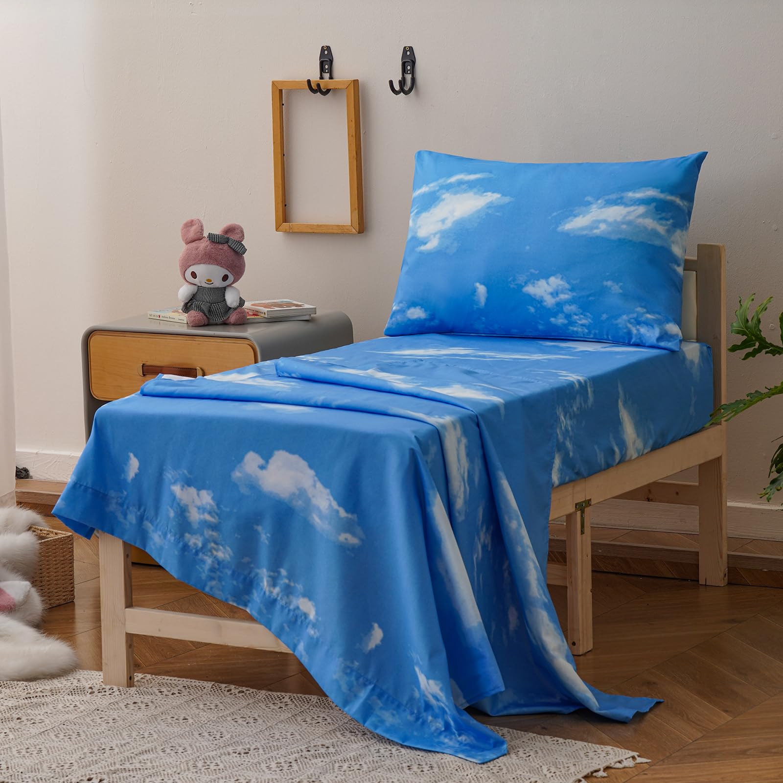 Wellboo Sky Clouds fitted sheet for snug toddler bed fit