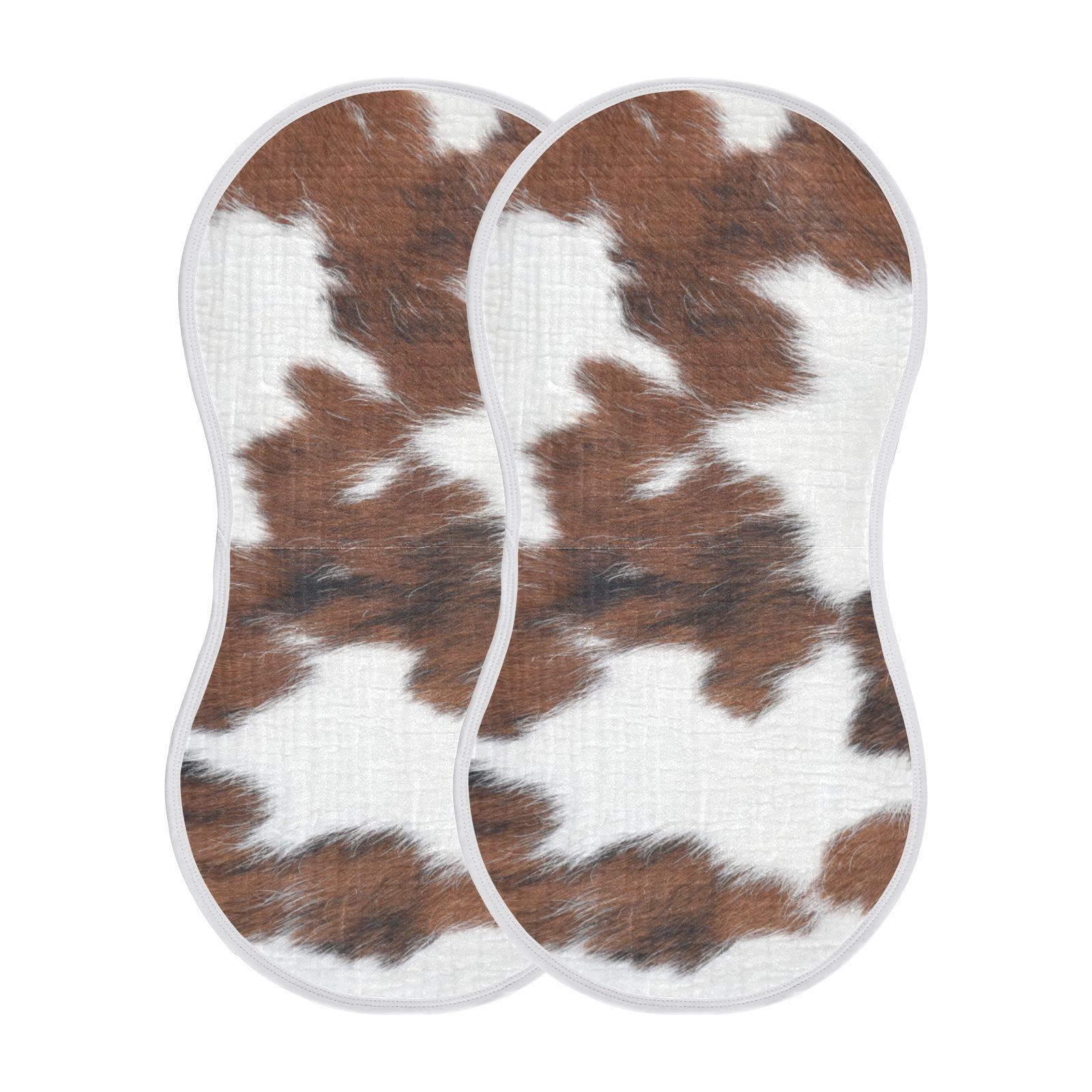 WELLDAY Burp Cloth cow-print front view, soft and absorbent for messes.