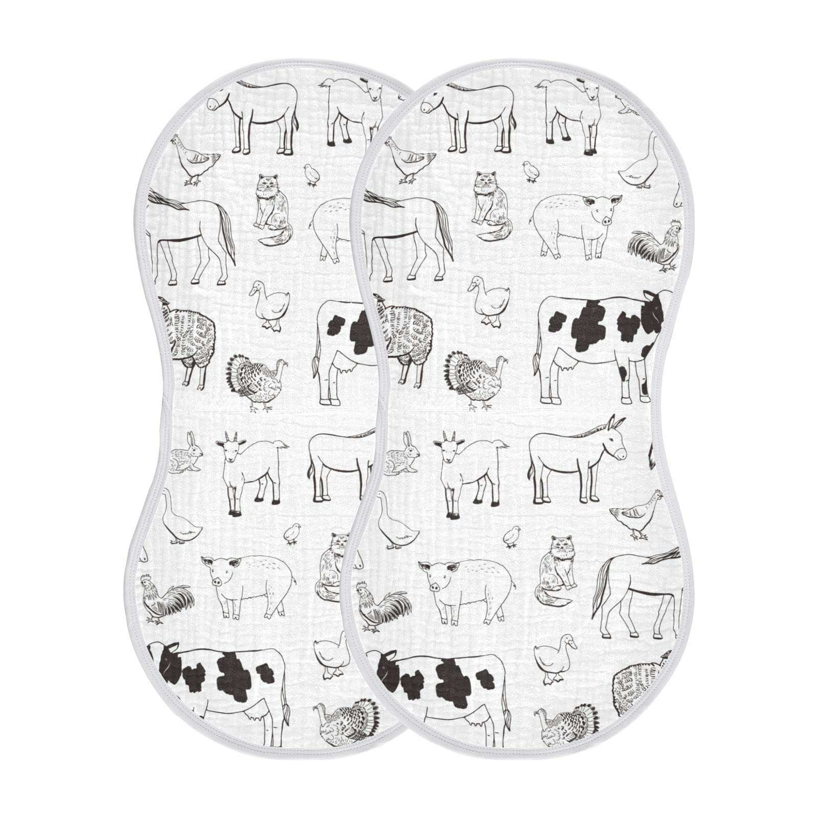 WELLDAY farm animals print burp cloth, soft and gentle for newborns.