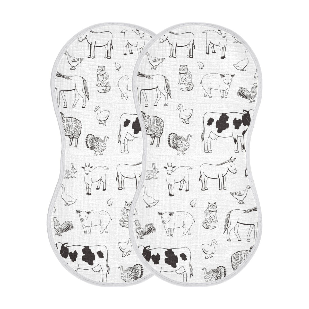 WELLDAY farm animals print burp cloth, soft and gentle for newborns.