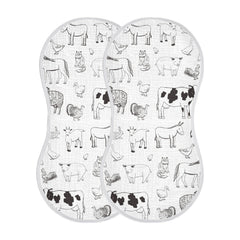 WELLDAY farm animals print burp cloth, soft and gentle for newborns.
