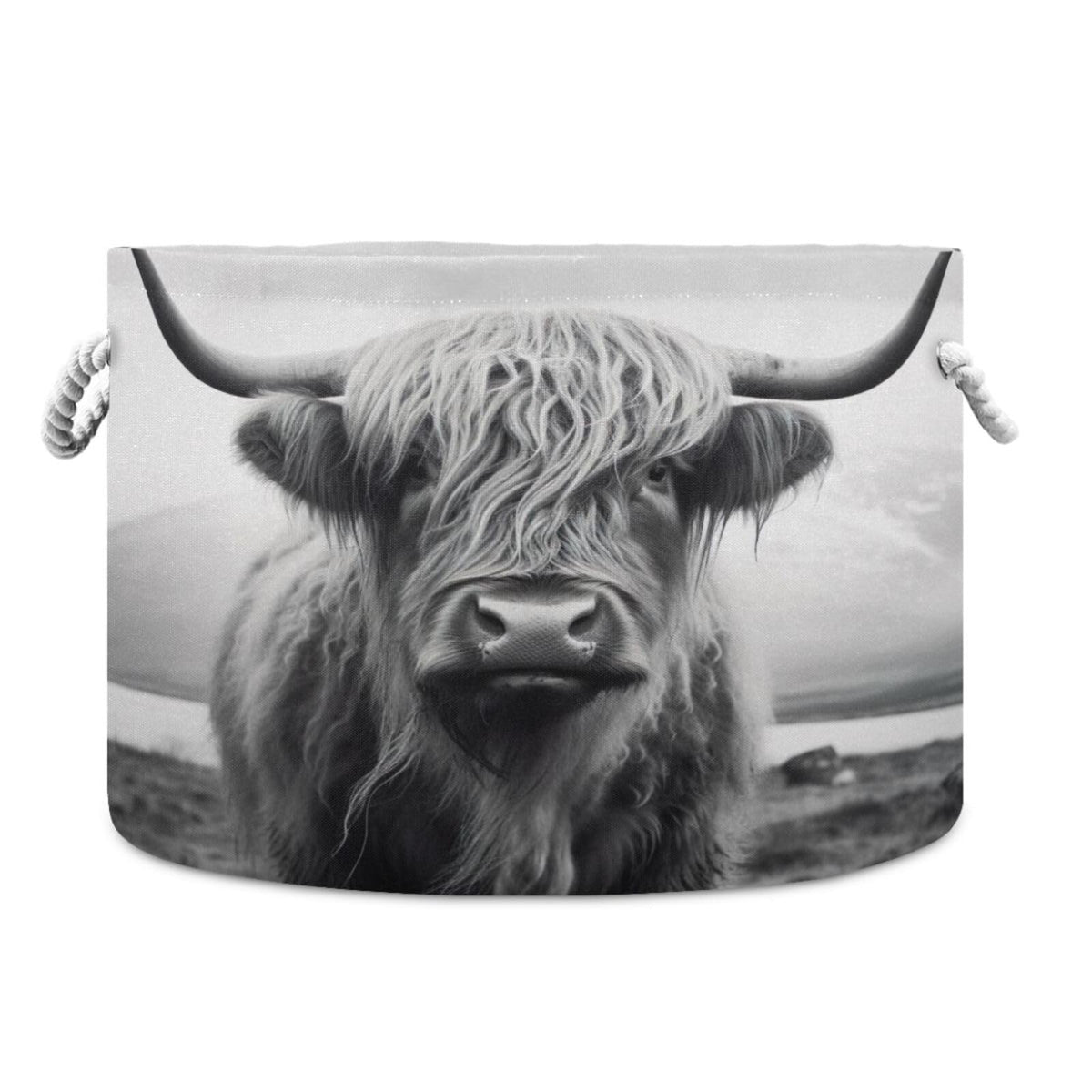 WELLDAY Highland Cow basket front view with sturdy canvas for durable storage