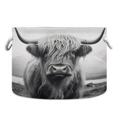 WELLDAY Highland Cow basket front view with sturdy canvas for durable storage