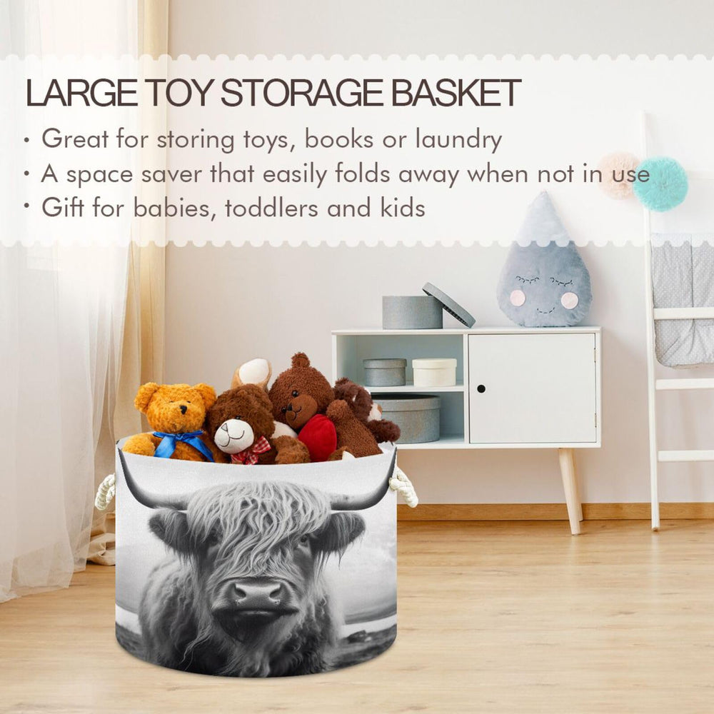 WELLDAY Highland Cow basket in living room adds cozy storage