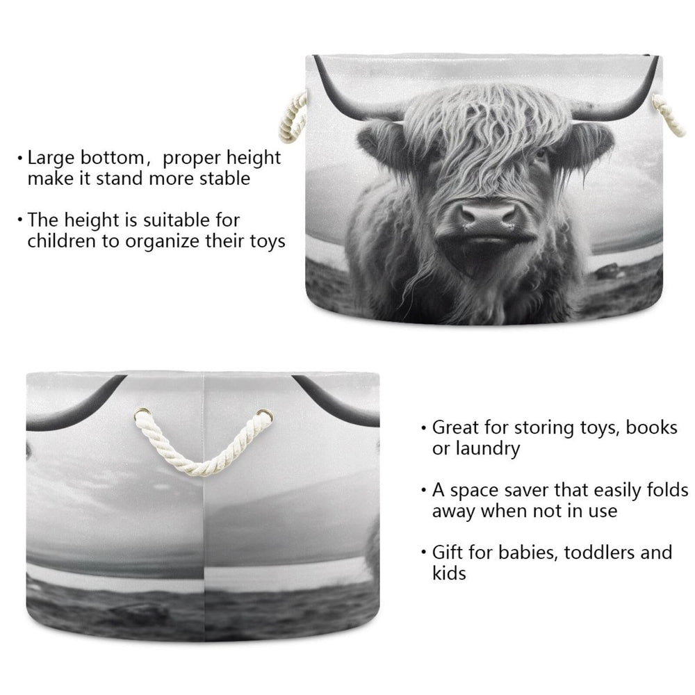WELLDAY Highland Cow basket in nursery holding baby items neatly