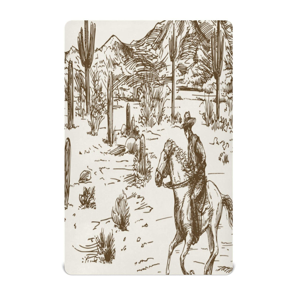 Wellday Desert Cowboy crib sheet cover showing soft, breathable fabric for gentle sleep.
