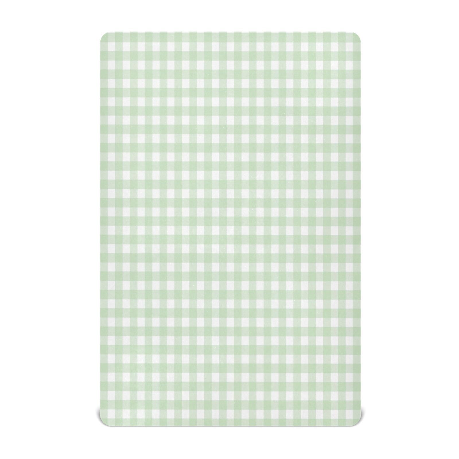 Wellday Green Gingham crib sheet in soft breathable fabric for baby comfort