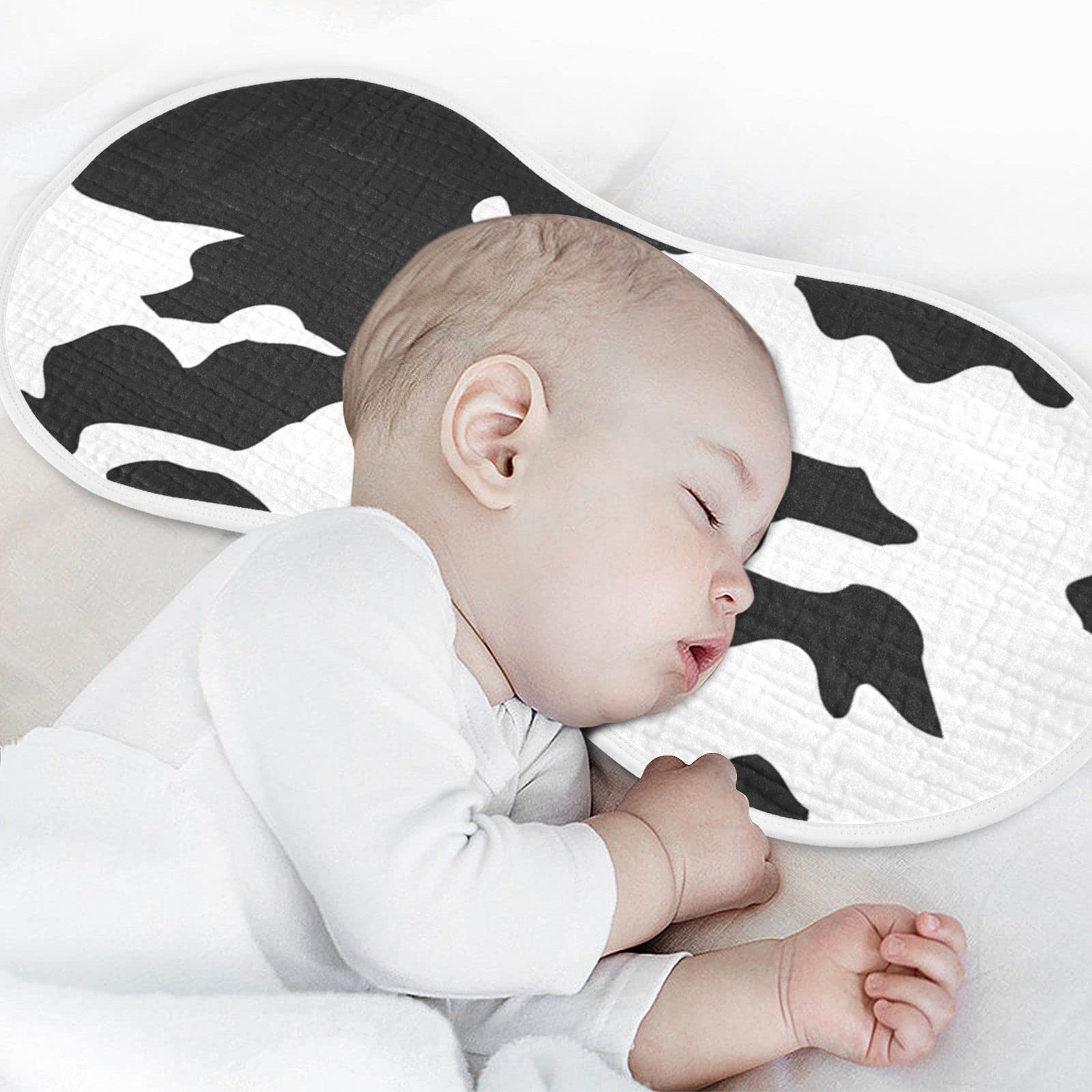 Full print on one side of Wellday muslin baby burp cloths.