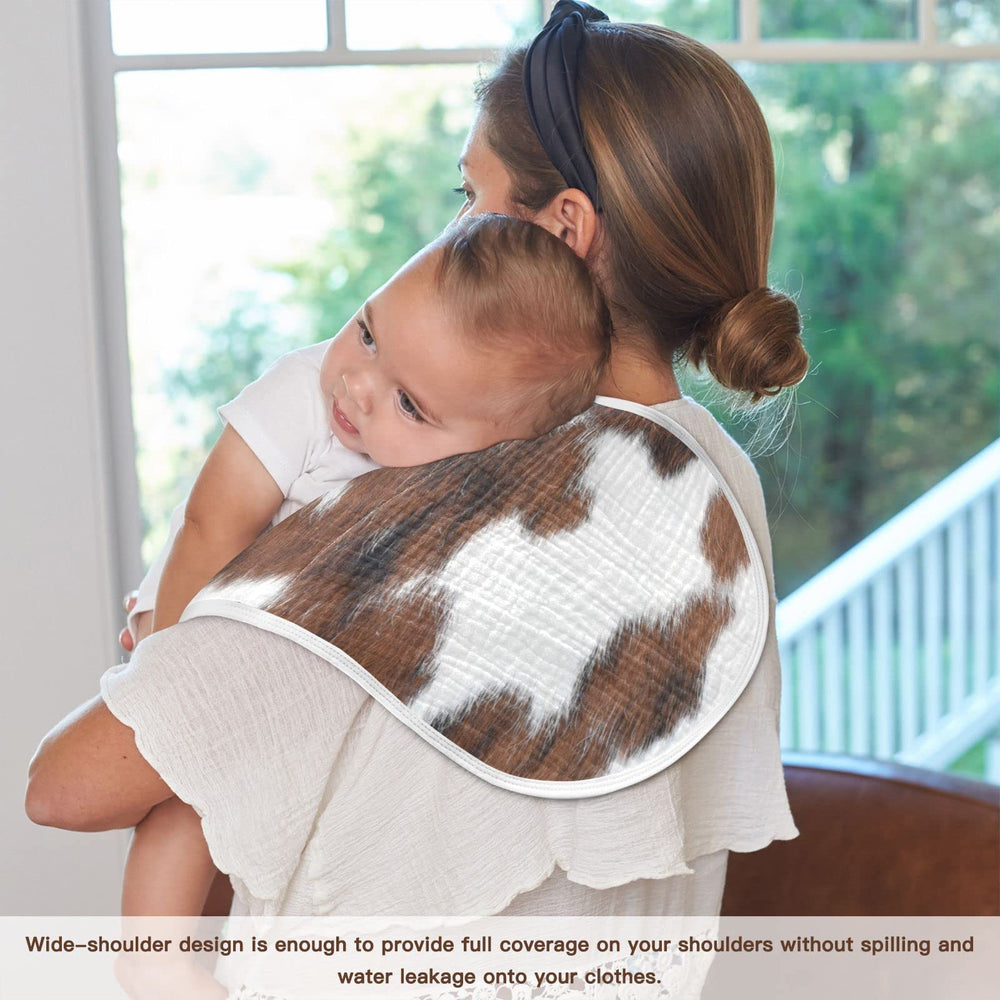 Wellday Muslin Burp Cloths white and brown cow pattern ideal for gifting