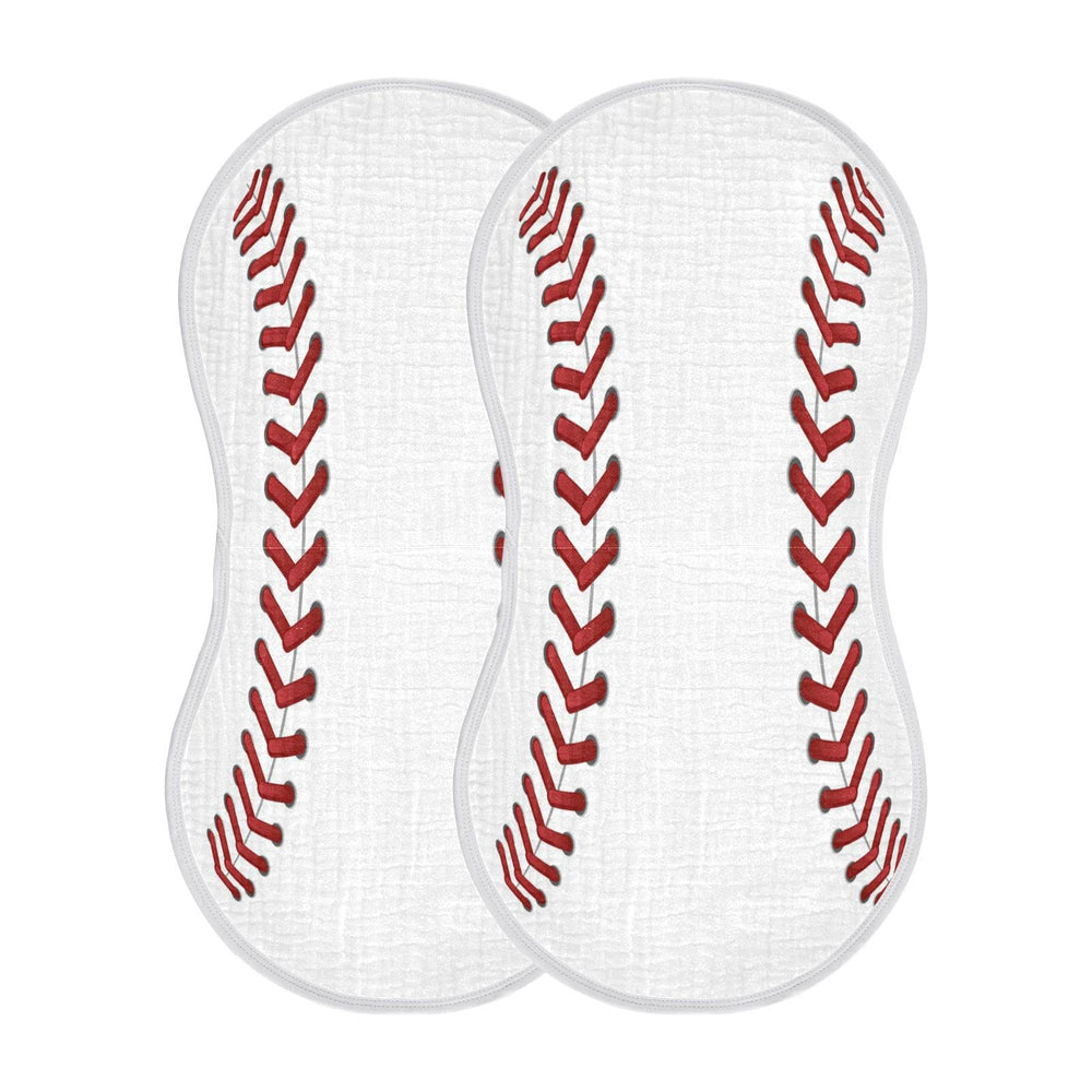 Wellday muslin burp cloths baseball print front view, soft and absorbent for feeding