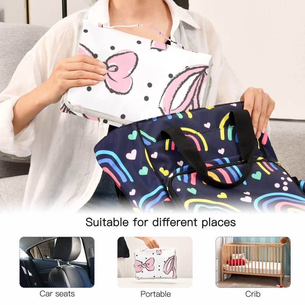 WELLDAY Pink Bow Changing Pad with side pockets for wipes and diapers