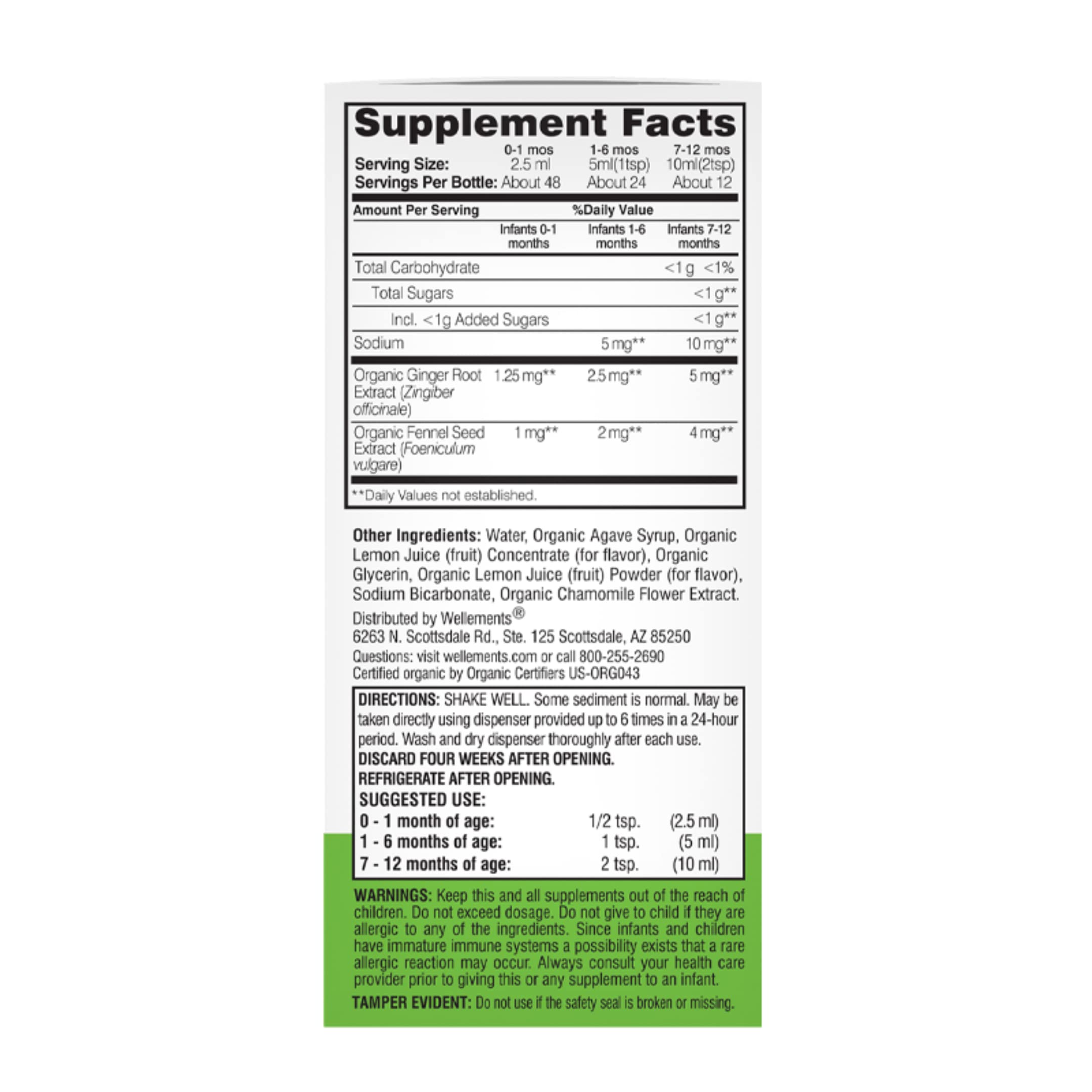Wellements Gripe Water 4oz bottle ready for quick use.