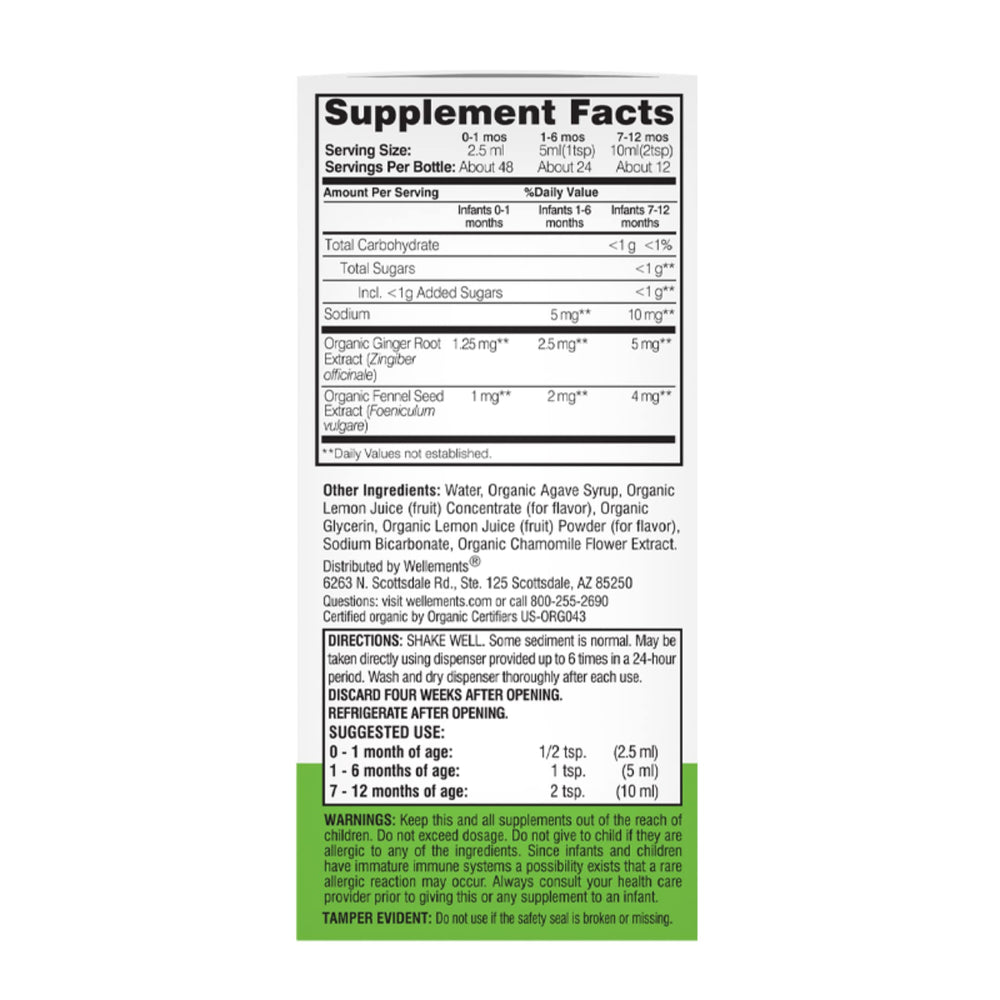 Wellements Gripe Water 4oz bottle ready for quick use.