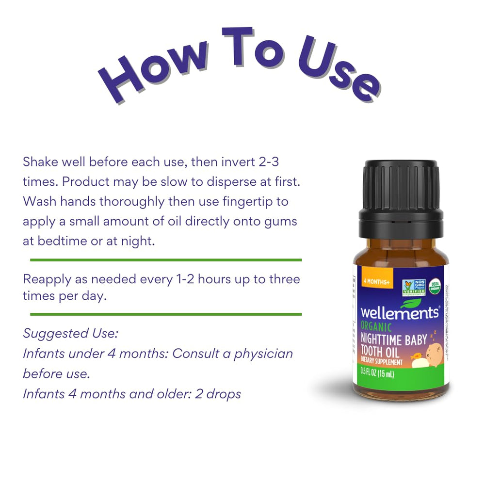 Certifications badge on Wellements Nighttime Tooth Oil packaging