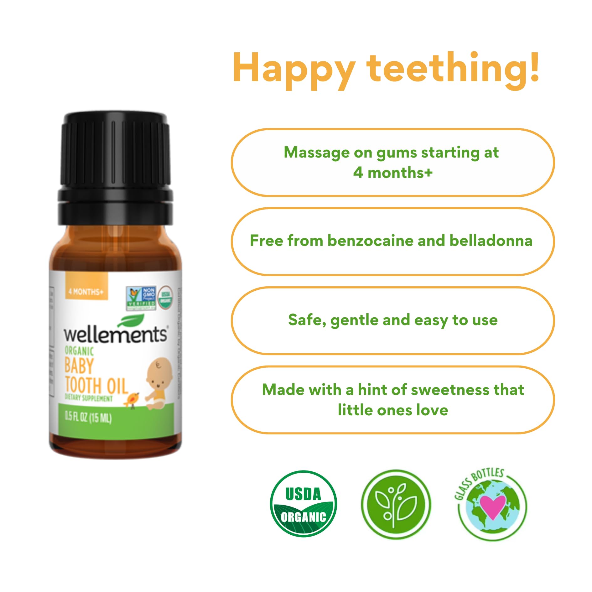 Close-up of olive oil in Wellements Tooth Oil for gentle gum massage.
