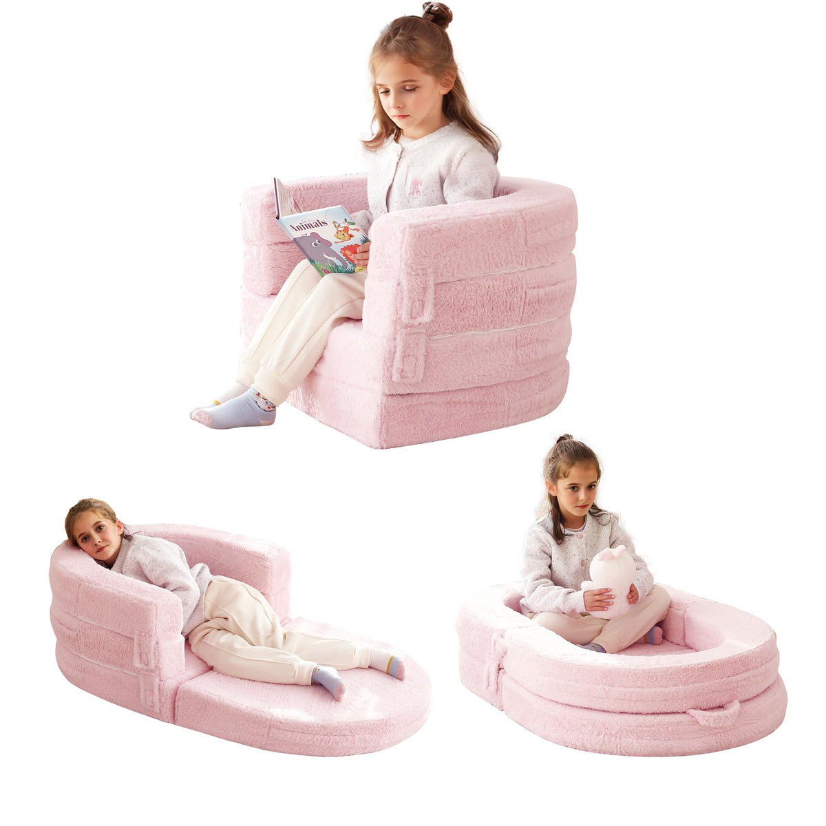 Welnow Travel 3-in-1 toddler bed in pink, portable and foldable for travel.