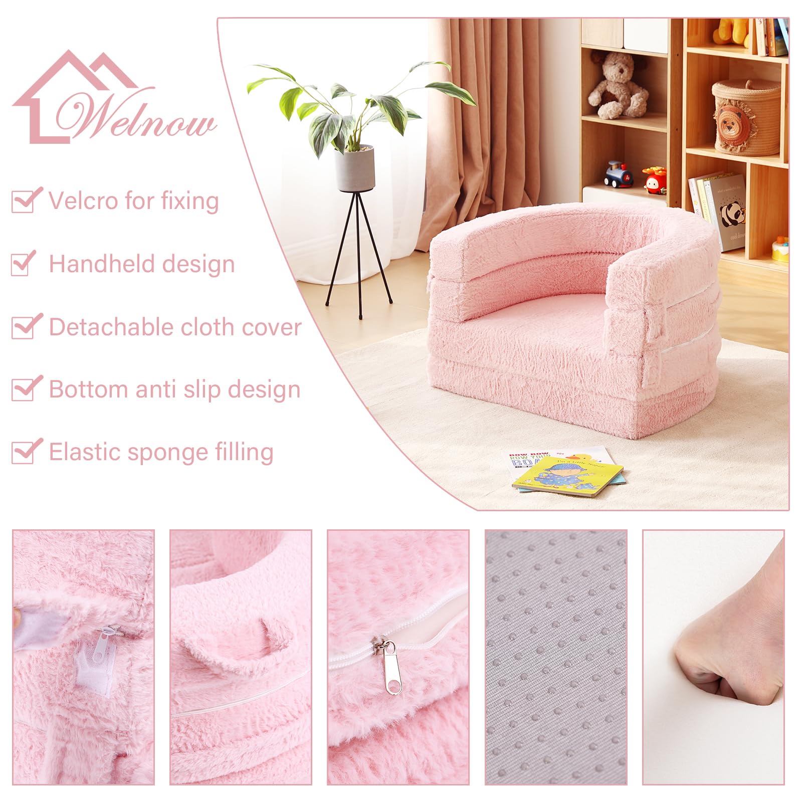 Welnow Travel bed close-up shows high-density foam for supportive naps.