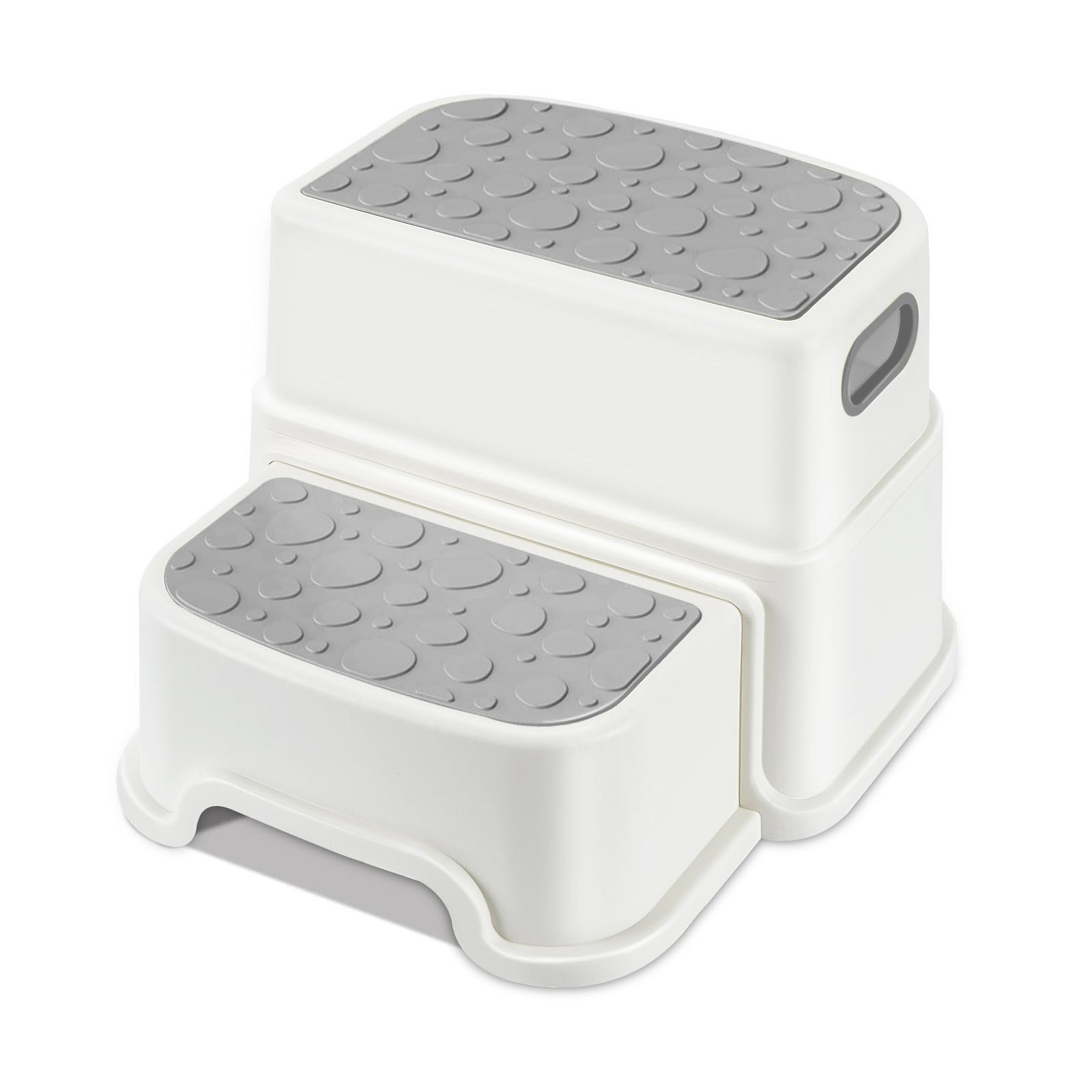 WELSPO 2-Step Stool gray assembled shows sturdy construction for kids.