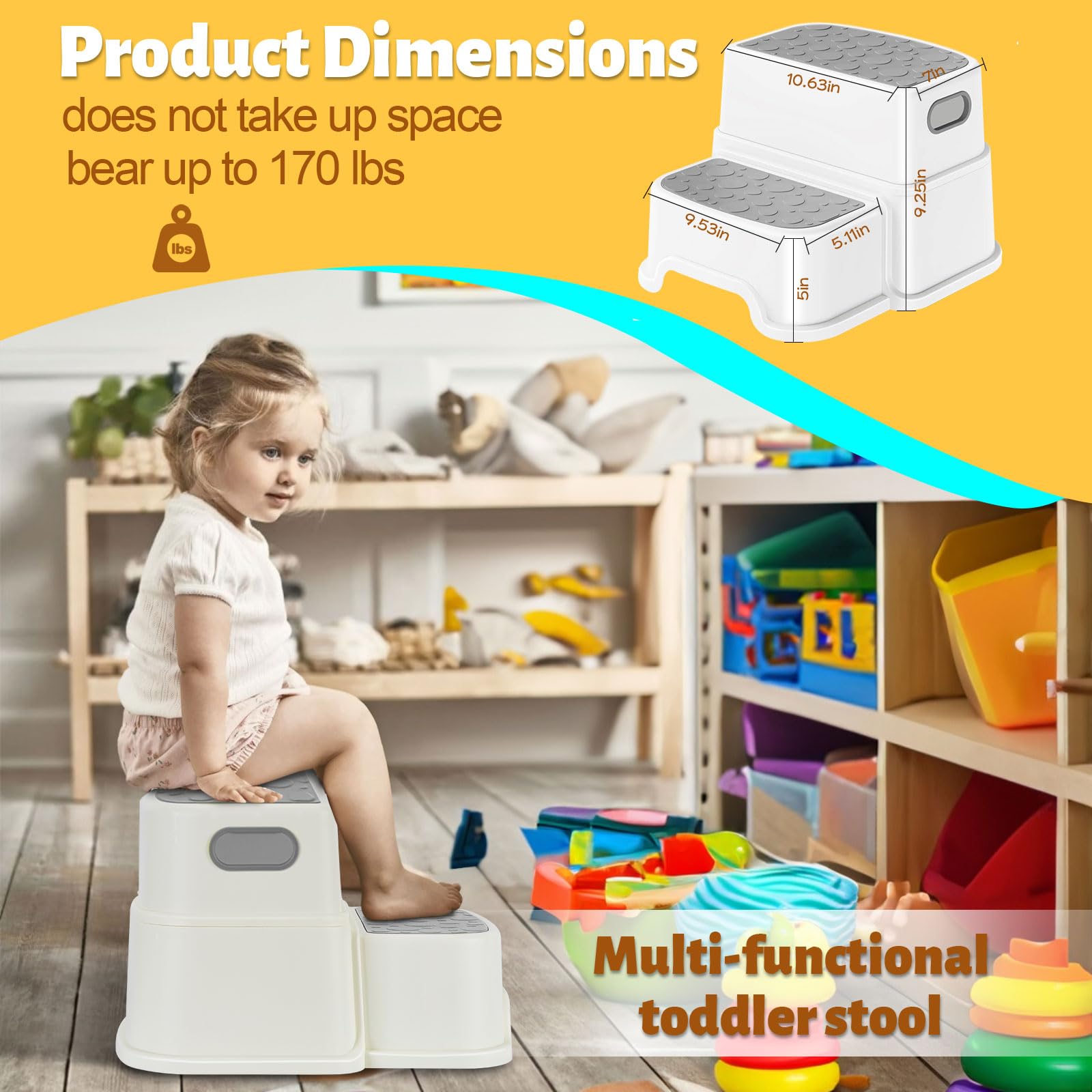 Integrated handle design improves portability for parents and kids.