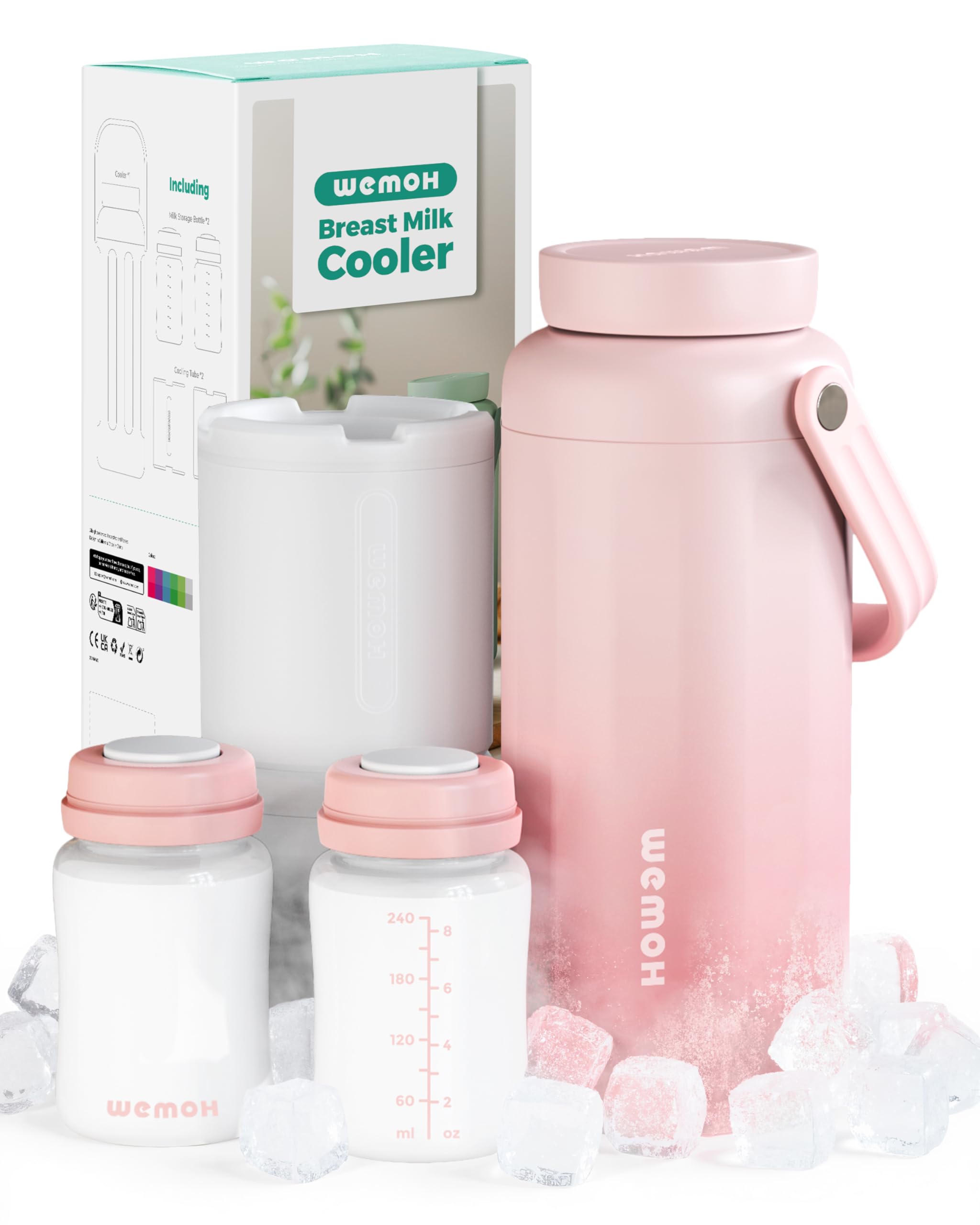 WEMOH breast milk cooler bottle 18oz with dual bottles for overnight pumping.