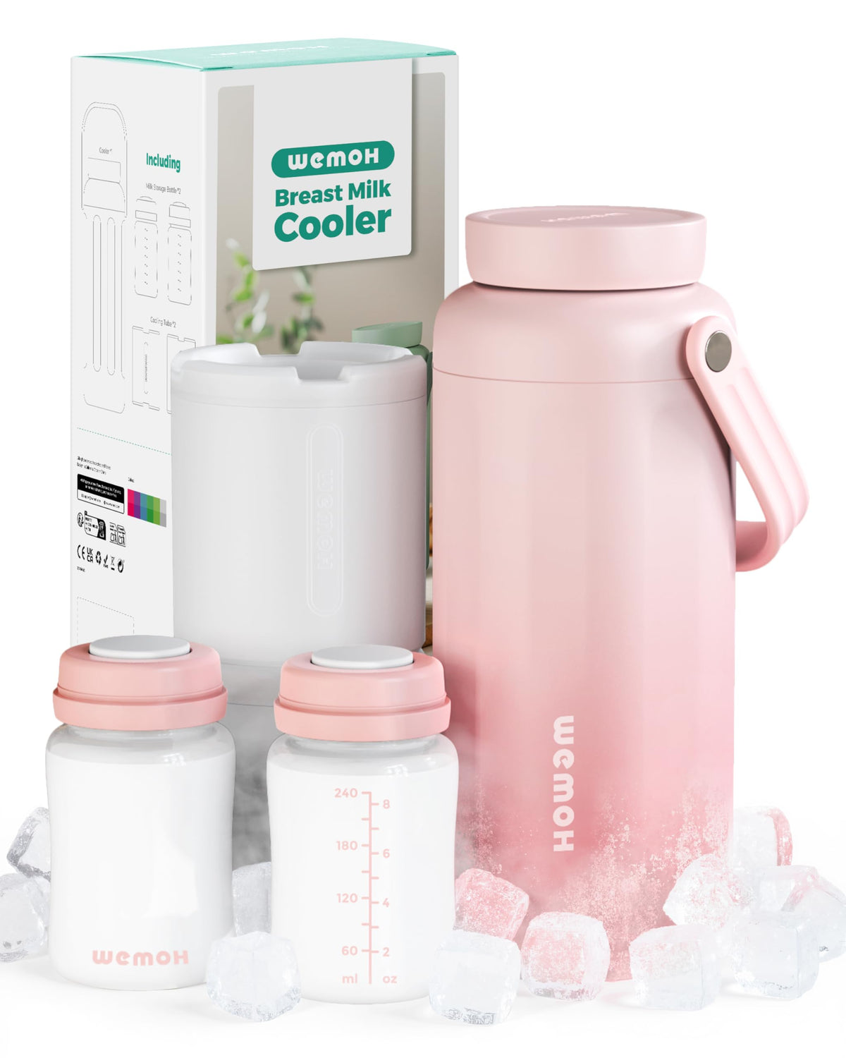 WEMOH breast milk cooler bottle 18oz with dual bottles for overnight pumping.