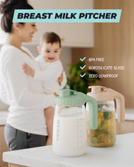 WEMOH ergonomic grip handle enables one-handed pouring while caring for baby.