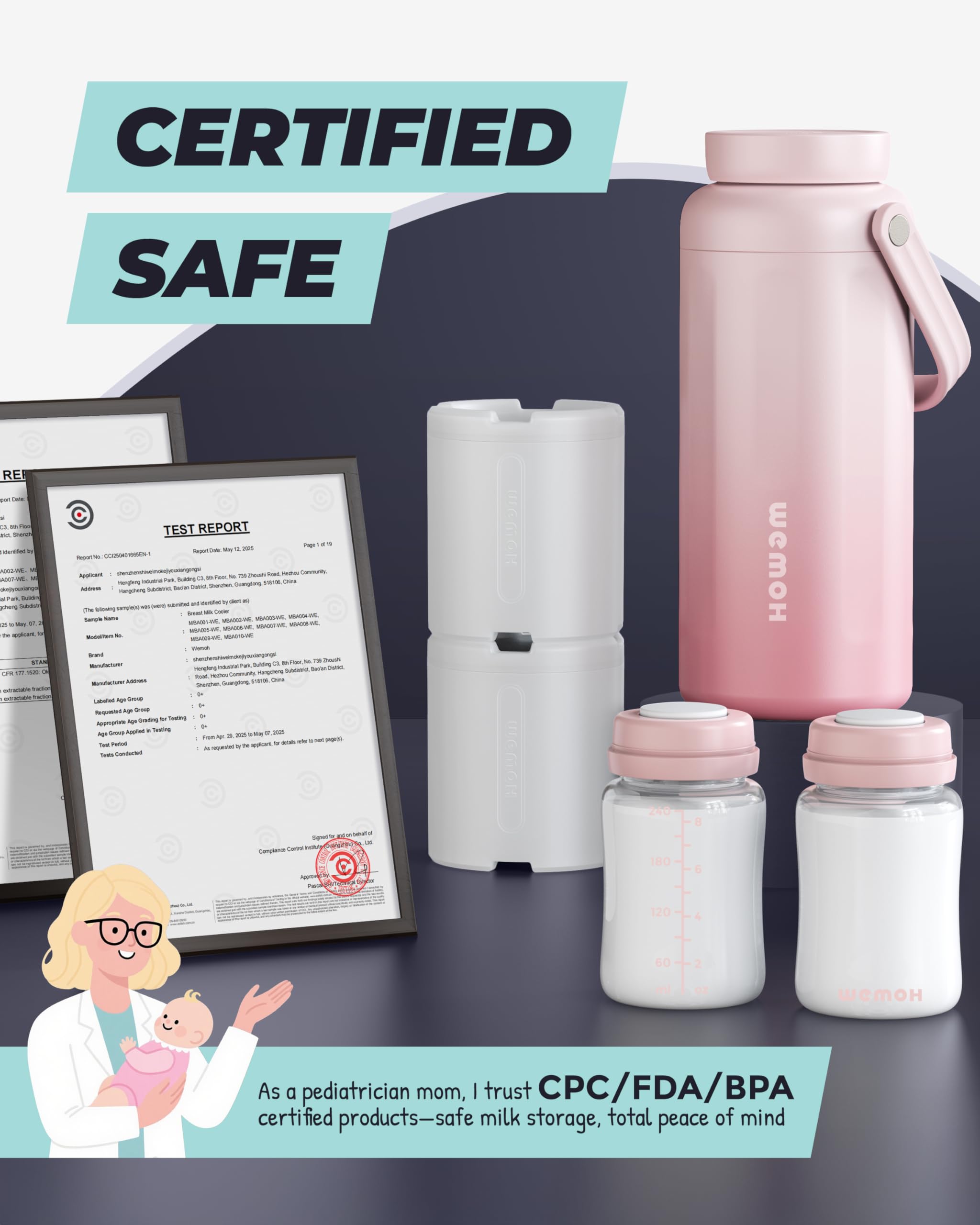 WEMOH specta pump compatible bottle attaches directly to standard flanges.