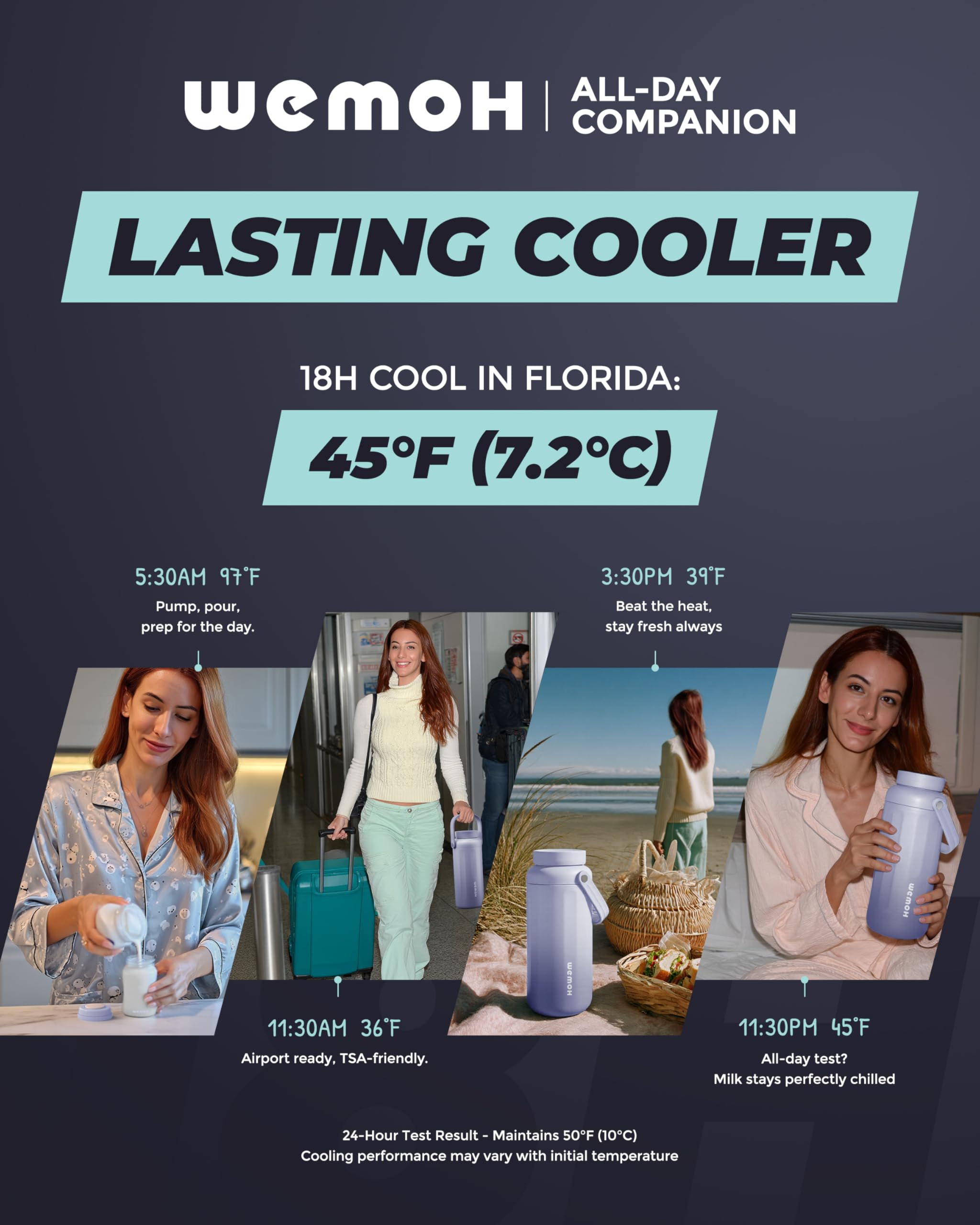 WEMOH ultra-lightweight chiller design fits easily in a diaper bag.