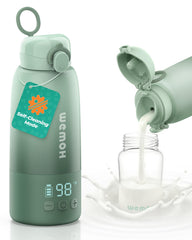 WEMOH upgraded milk warmer with self-clean front view for hygienic feeding on the go.