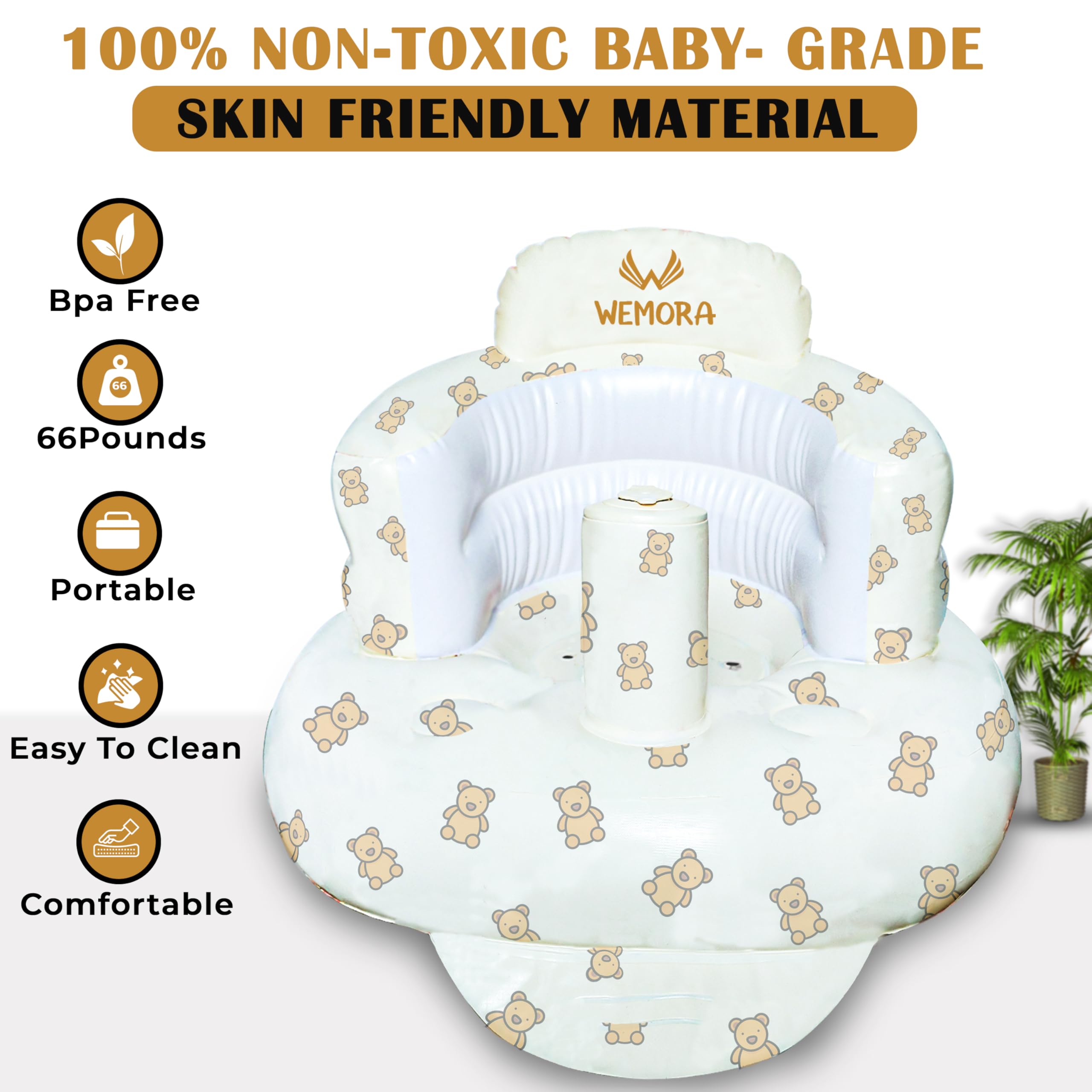 WEMORA seat features breathable vented base to prevent overheating.