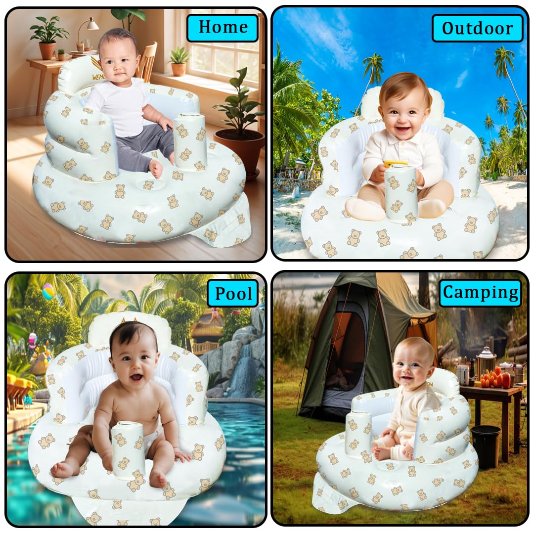 WEMORA inflatable baby seat supports sitting up.