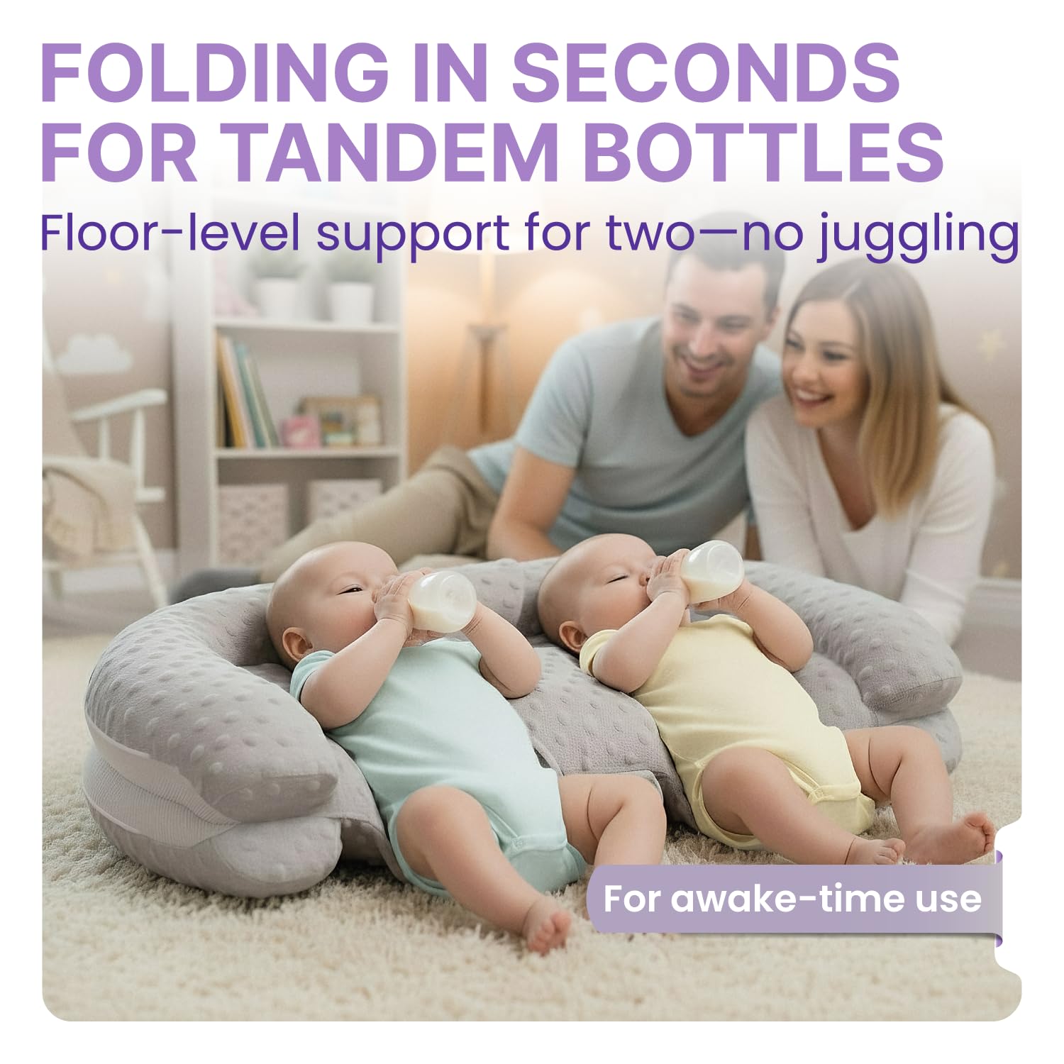 WENDIWAY twins play mat foldable base offers convenient positioning for bottle feeding.
