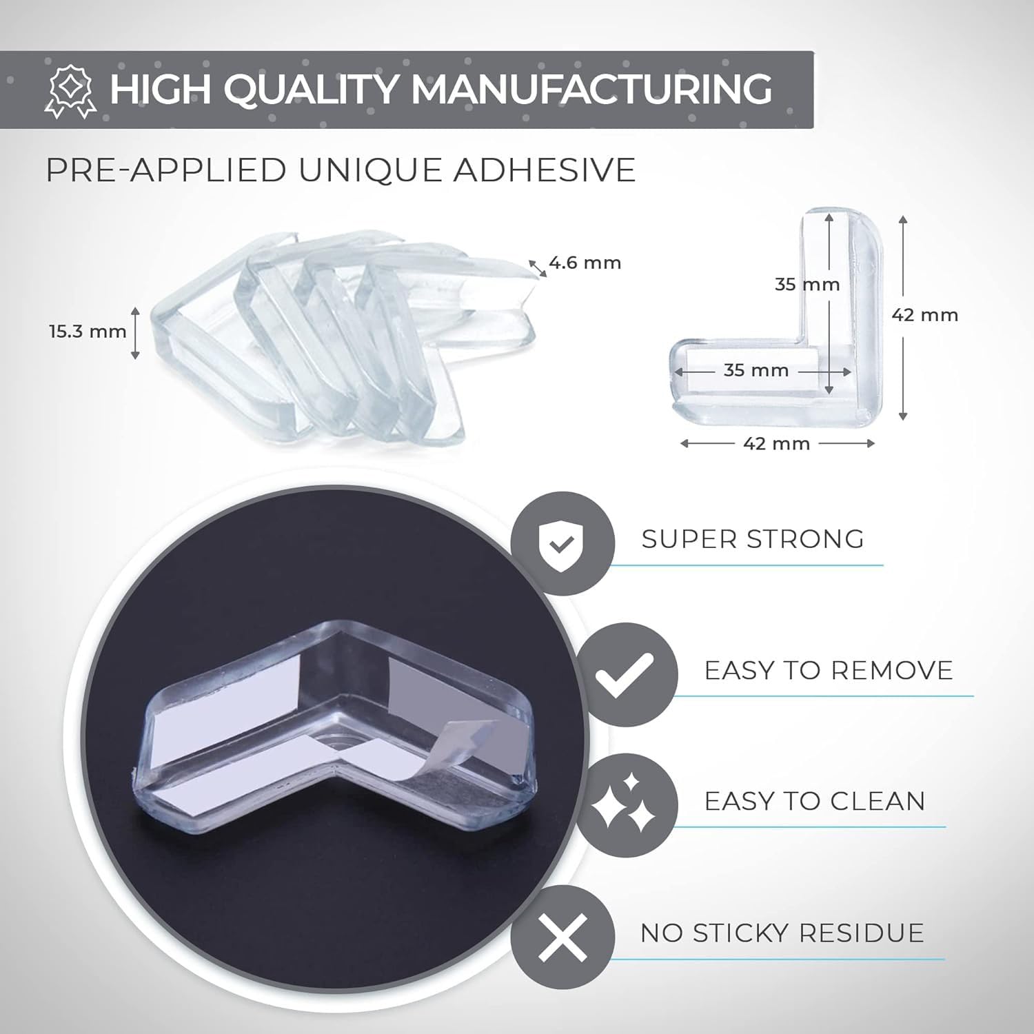 WENPENG corner protector transparent material blends with furniture while cushioning sharp corners.