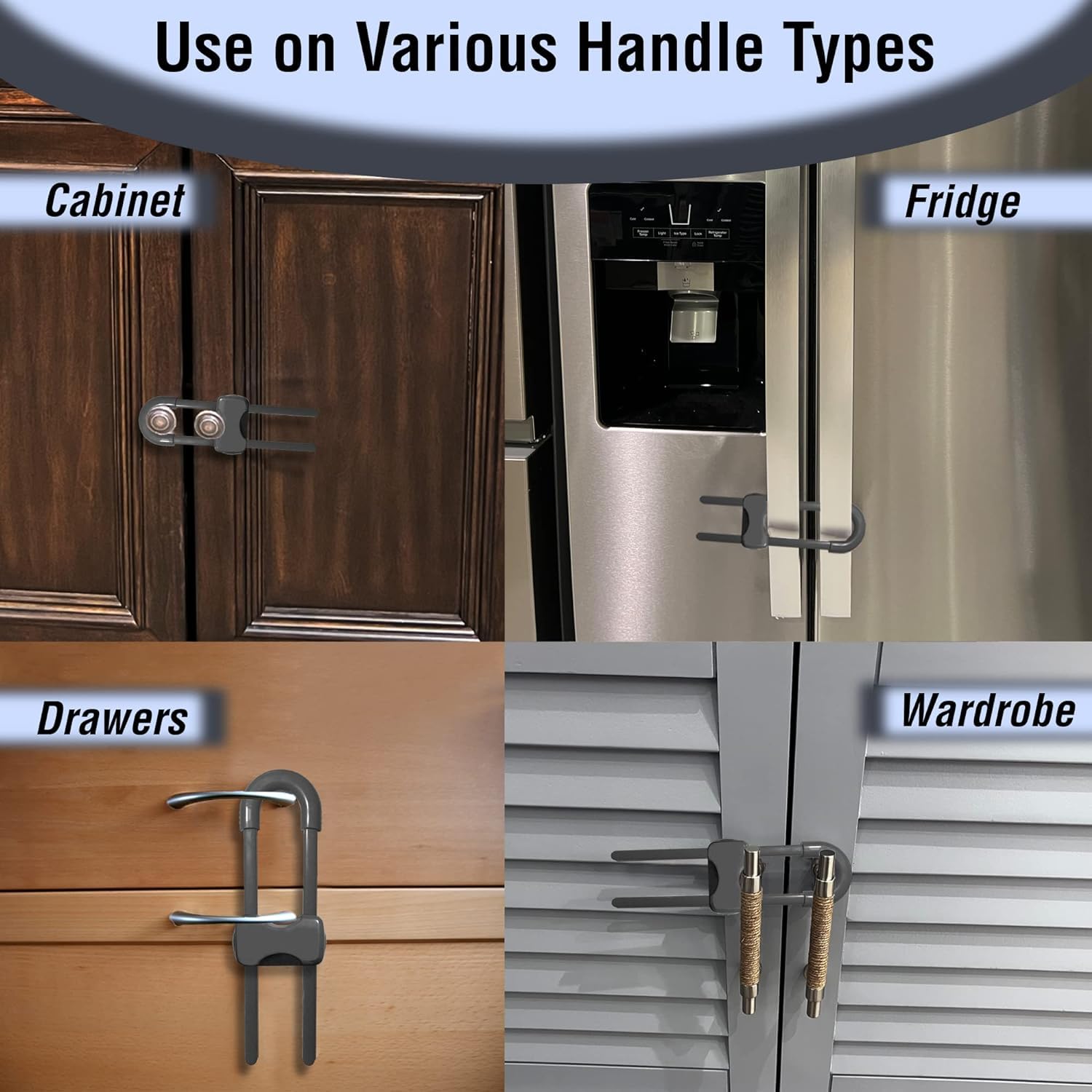 WENPENG multi-use design securing drawers, cupboards, and closets.