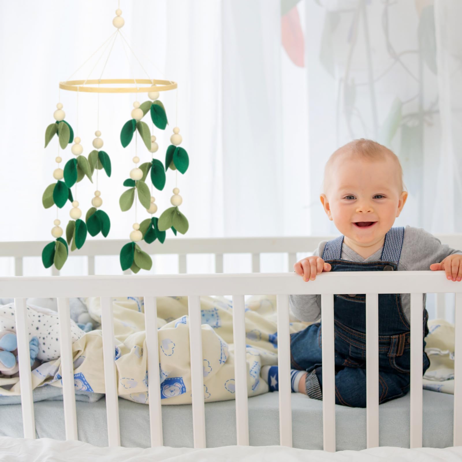 Wenqik leaf mobile for crib enhances soothing ambience