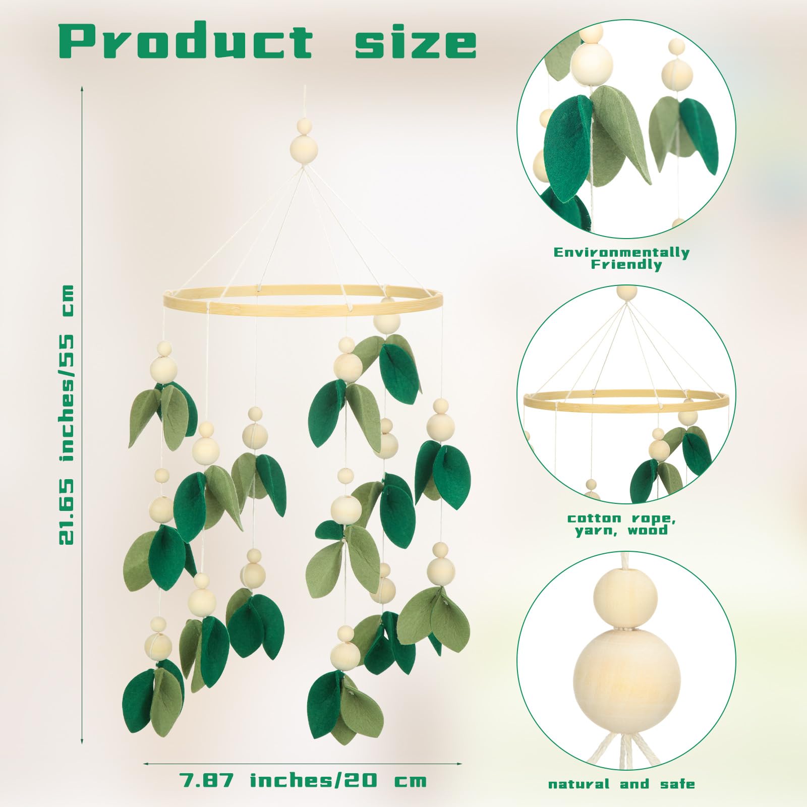 Wenqik crib mobile greens design supports visual focus