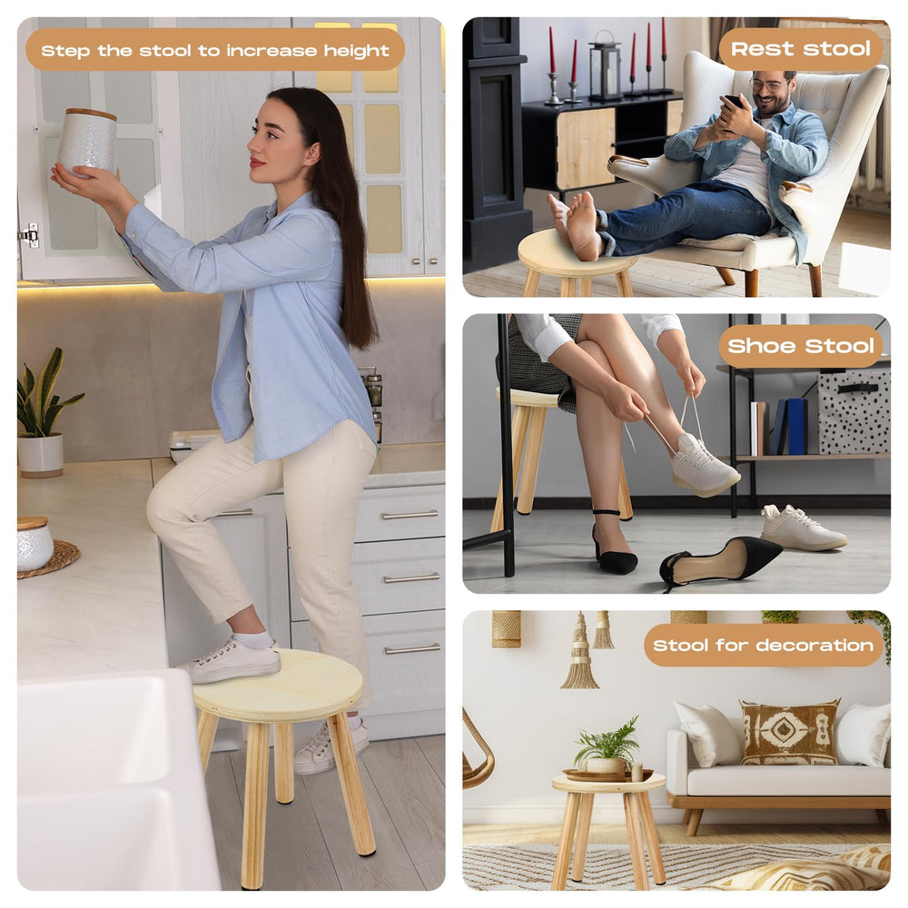 Wenqik easy-assembly wooden stool, quick setup in minutes