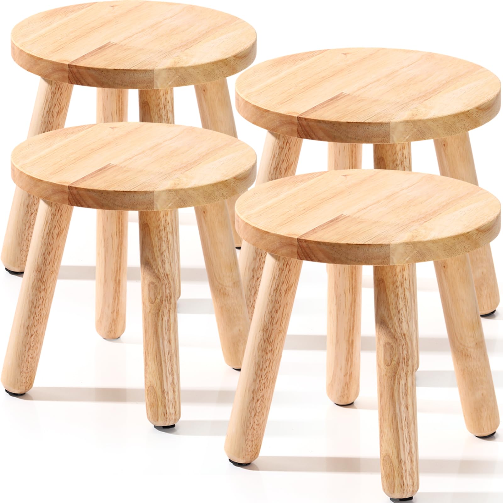 Wenqik wooden step stool front view, sturdy 10 inch design for kids