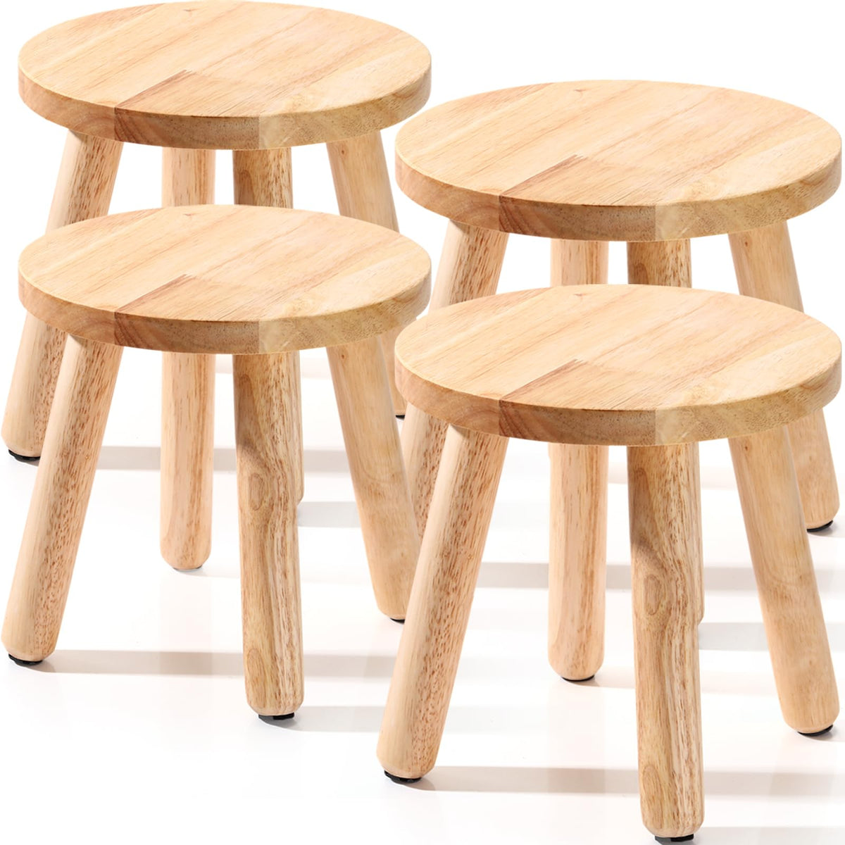 Wenqik wooden step stool front view, sturdy 10 inch design for kids
