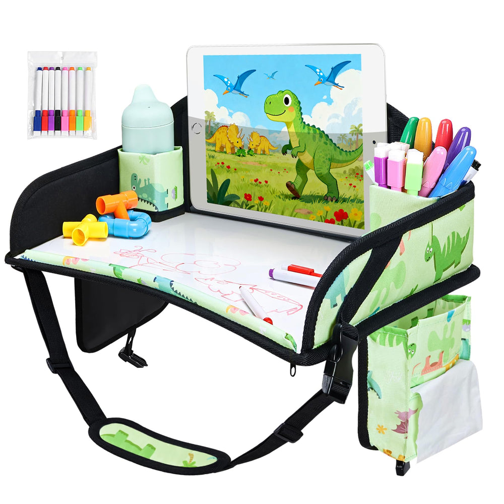 WENRENER Kids Travel Tray on car seat keeps toys organized during road trips.