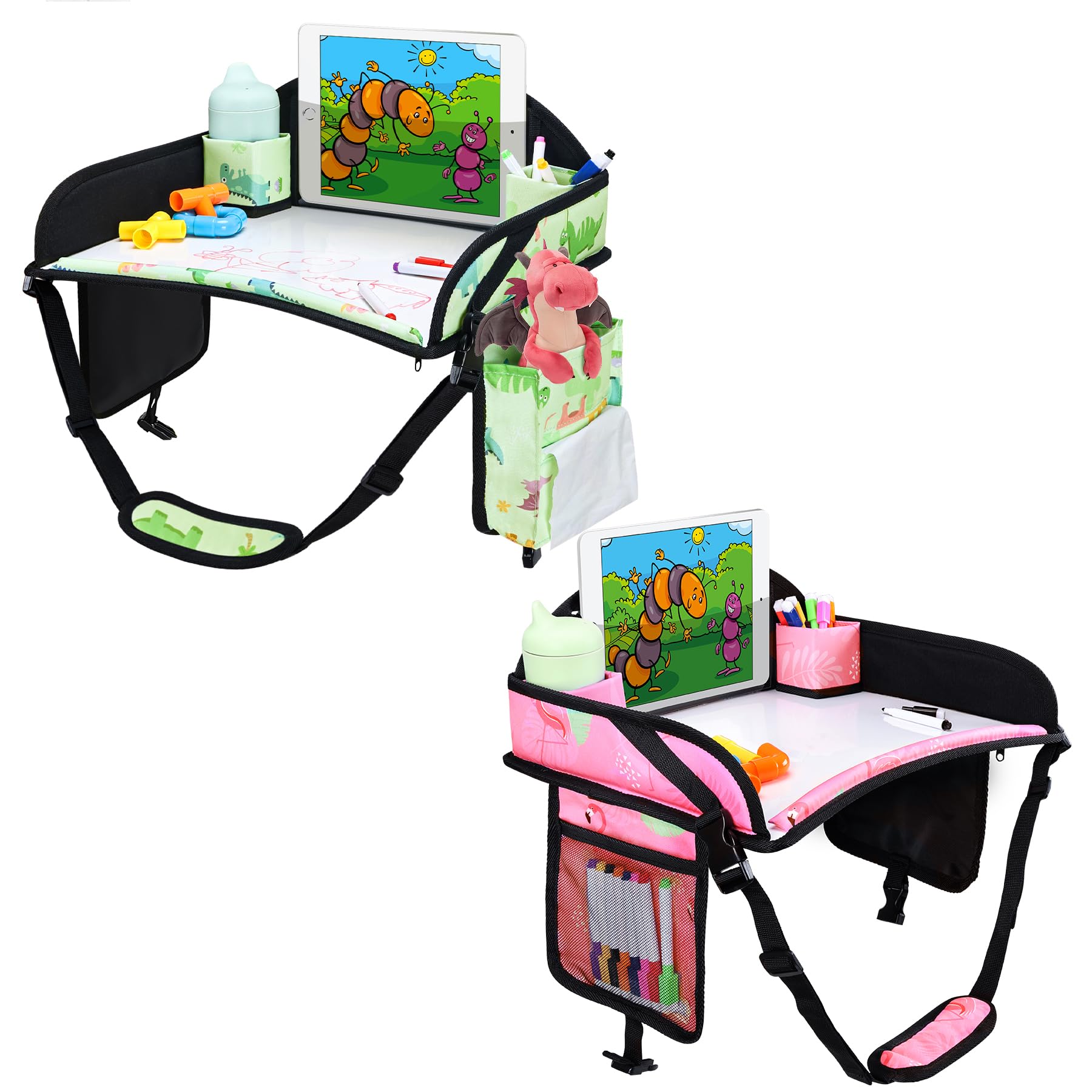 WENRENER travel tray with drawing kit mounted on car seat for easy art access