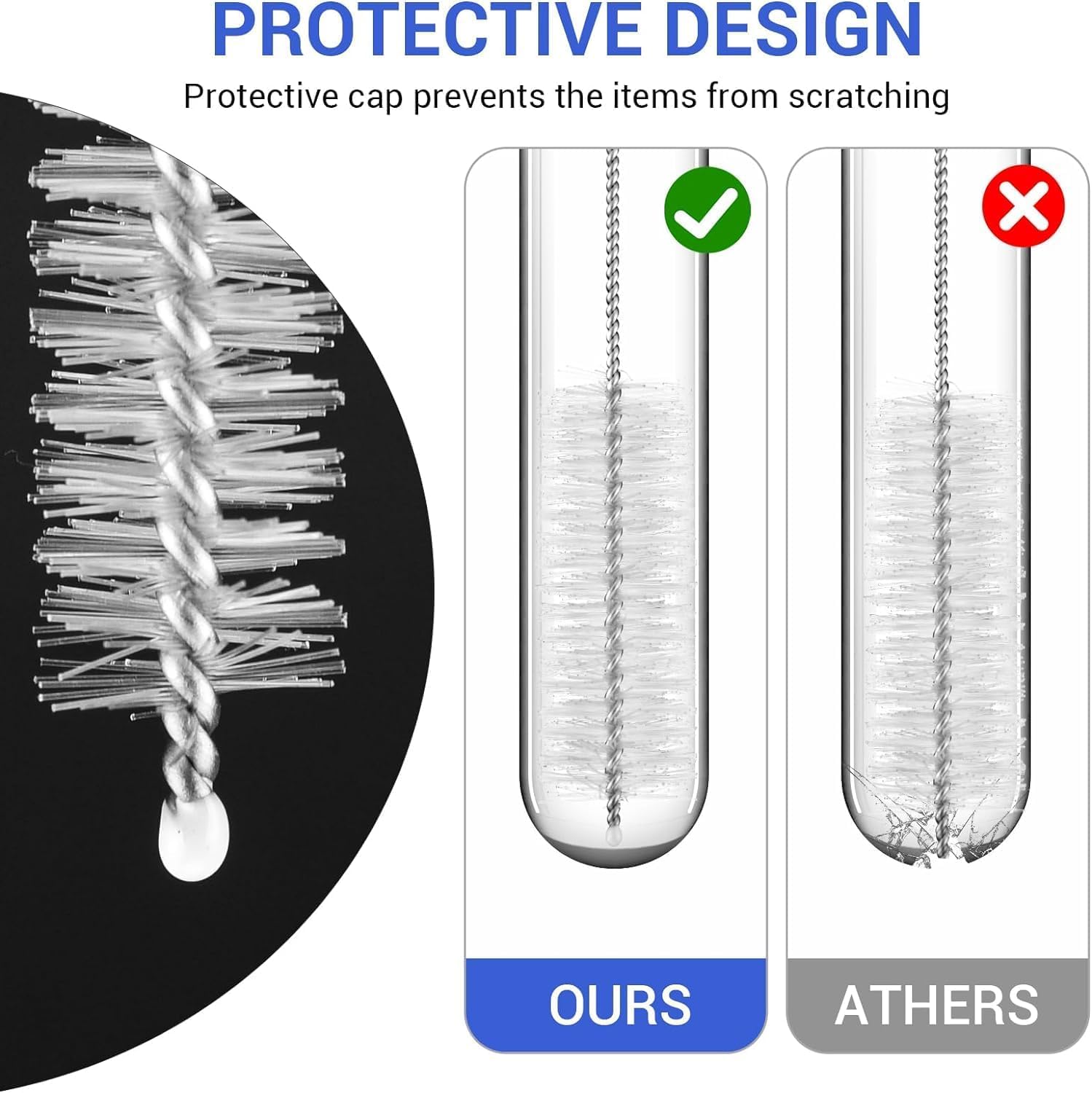 Wentoenapp 8-inch straw brush reaches deep into openings for thorough cleaning