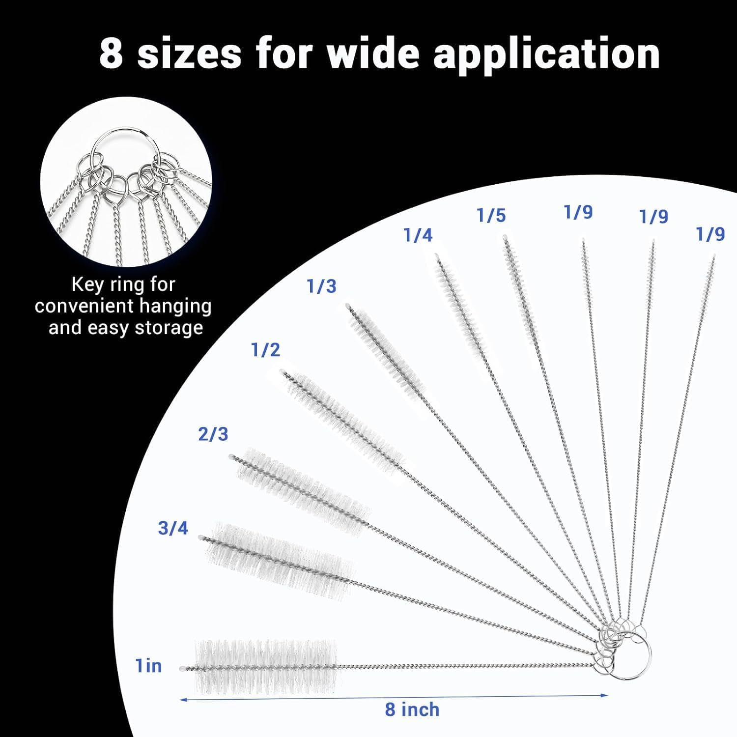 Wentoenapp tube-cleaning nylon brushes fit different tube sizes for versatile cleaning