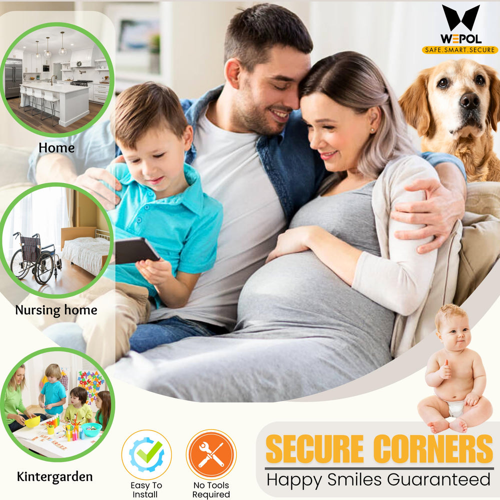WEPOL 12-pack corner protectors white, ideal for multiple furniture corners.