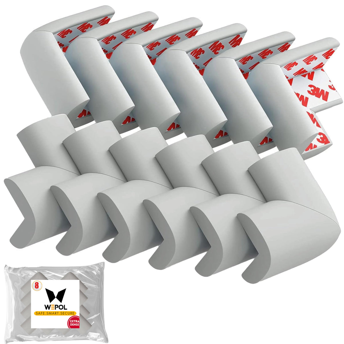 WEPOL soft foam corner protector on table edge providing gentle cushioning for kids