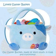 Wepop cow Easter basket with embroidery pattern for festive display.